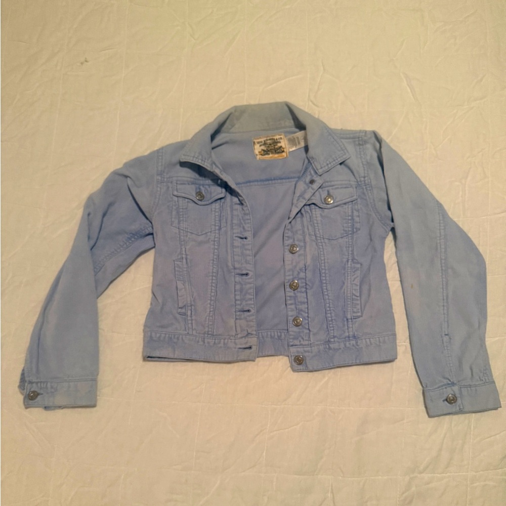 Levi’s Strauss & Co. Light Blue Cropped Corduroy Trucker Jacket (Size M)